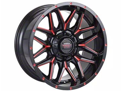 Impact Wheels 819 Gloss Black and Red Milled 5-Lug Wheel; 17x9; -12mm Offset (94-01 RAM 1500)