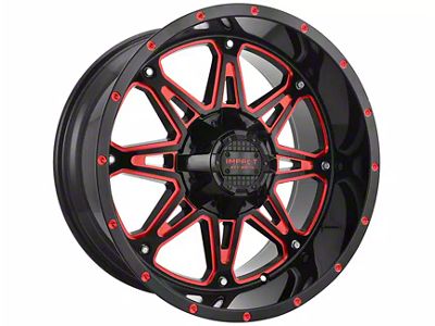 Impact Wheels 810 Gloss Black and Red Milled 6-Lug Wheel; 20x10; -12mm Offset (99-06 Sierra 1500)