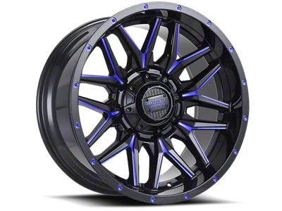 Impact Wheels 819 Gloss Black and Blue Milled 6-Lug Wheel; 18x9; 0mm Offset (99-06 Silverado 1500)