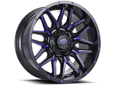 Impact Wheels 819 Gloss Black and Blue Milled 6-Lug Wheel; 18x9; -12mm Offset (99-06 Silverado 1500)
