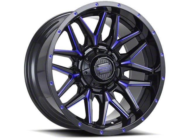 Impact Wheels 819 Gloss Black and Blue Milled 5-Lug Wheel; 18x9; 0mm Offset (87-90 Dakota)