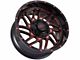 Impact Wheels 808 Gloss Black and Red Milled 6-Lug Wheel; 20x10; -12mm Offset (21-24 F-150)