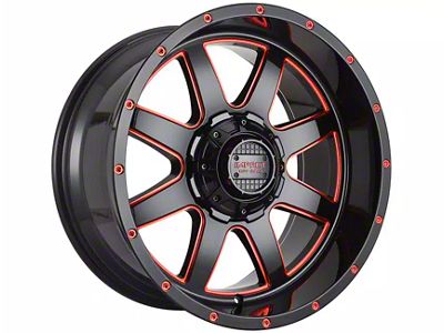 Impact Wheels 804 Gloss Black and Red Milled 6-Lug Wheel; 20x10; -12mm Offset (19-25 RAM 1500)