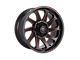 Impact Wheels 825 Gloss Black and Red Milled 6-Lug Wheel; 20x10; -12mm Offset (19-24 RAM 1500)
