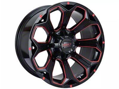 Impact Wheels 817 Gloss Black and Red Milled 6-Lug Wheel; 20x10; -12mm Offset (19-23 Ranger)