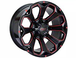 Impact Wheels 817 Gloss Black and Red Milled 6-Lug Wheel; 20x10; -12mm Offset (19-24 Sierra 1500)