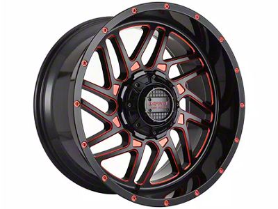 Impact Wheels 808 Gloss Black and Red Milled 6-Lug Wheel; 20x10; -12mm Offset (19-24 Silverado 1500)
