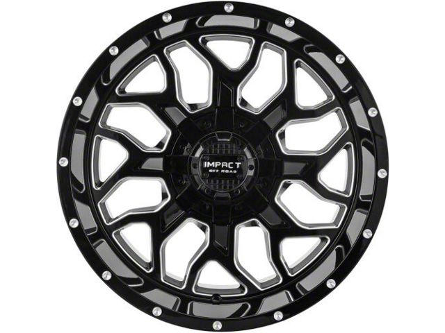 Impact Wheels 813 Gloss Black Milled 6-Lug Wheel; 20x10; -12mm Offset (19-24 Silverado 1500)