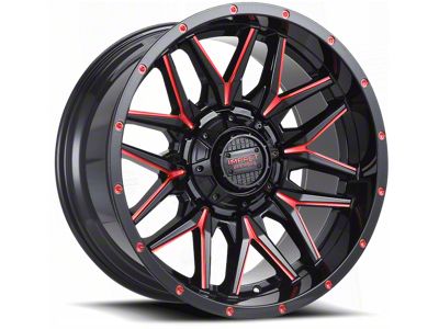 Impact Wheels 819 Gloss Black and Red Milled 6-Lug Wheel; 20x10; -12mm Offset (19-24 Silverado 1500)