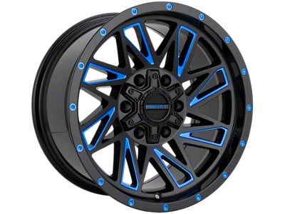 Impact Wheels 814 Gloss Black and Blue Milled 6-Lug Wheel; 17x9; 0mm Offset (15-20 Tahoe)