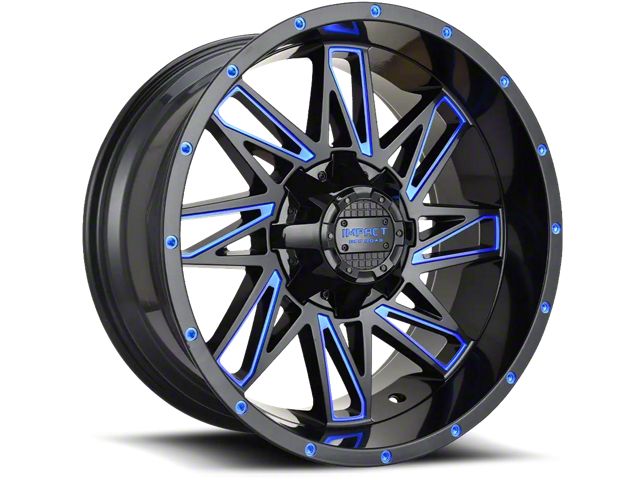 Impact Wheels 814 Gloss Black and Blue Milled 6-Lug Wheel; 17x9; 0mm Offset (15-20 Tahoe)