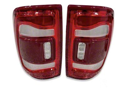 Infotainment Factory OEM LED Tail Lights; Chrome Housing; Red Lens (19-24 RAM 1500 w/ Factory Halogen Tail Lights)