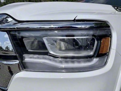 Infotainment OEM Factory LED Headlights; Chrome Housing; Clear Lens (19-24 RAM 1500 w/ Factory Halogen Headlights)