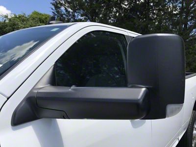 Infotainment 7x11 Power Folding Towing Mirrors; Textured Black (2018 RAM 1500)