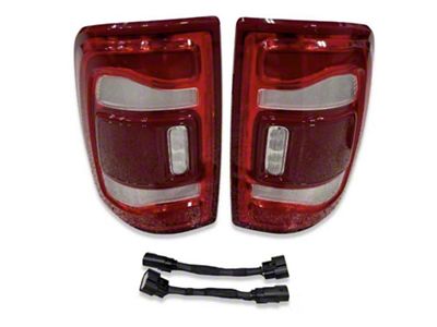 Infotainment Factory OEM LED Tail Lights; Chrome Housing; Red Lens (19-24 RAM 2500 w/ Factory Halogen Tail Lights)