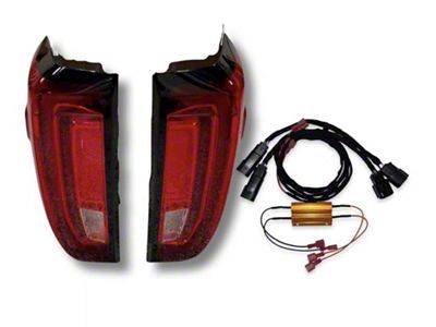 Infotainment Factory OEM LED Tail Lights; Chrome Housing; Red Lens (19-21 Sierra 1500 w/ Factory Halogen Tail Lights; 2022 Sierra 1500 Limited w/ Factory Halogen Tail Lights)