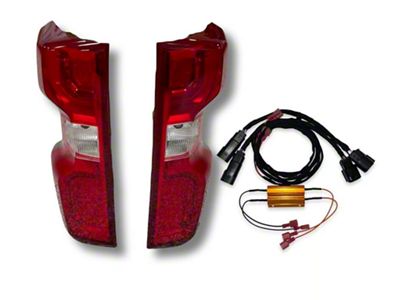 Infotainment Factory OEM LED Tail Lights; Chrome Housing; Red Lens (19-21 Silverado 1500 w/ Factory Halogen Tail Lights; 2022 Silverado 1500 LTD w/ Factory Halogen Tail Lights)