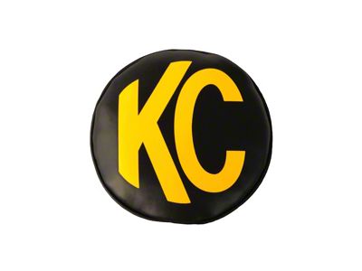 KC HiLiTES 6-Inch SlimLite/HID/Daylighter Vinyl Light Covers; Black with Yellow KC Logo