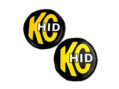 KC HiLiTES 8-Inch Rally 800/Pro-Sport/Carbon POD Light Vinyl Covers; Black with Yellow KC HID Logo