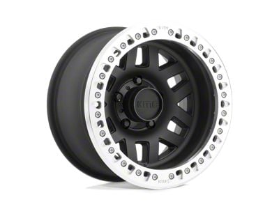 KMC Machete Crawl Beadlock Satin Black with Machined Bead Ring 8-Lug Wheel; 17x9; -38mm Offset (01-06 Sierra 2500 HD)