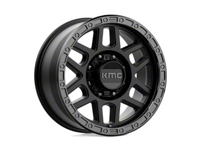 KMC Mesa Satin Black with Gloss Black Lip 8-Lug Wheel; 18x9; 18mm Offset (01-06 Sierra 2500 HD)