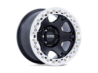 KMC VI Beadlock Satin Black with Machined Ring 8-Lug Wheel; 17x9; -38mm Offset (01-06 Sierra 2500 HD)