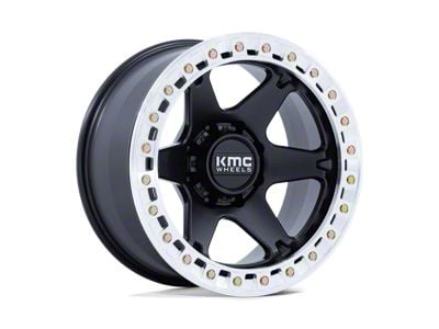 KMC VI Beadlock Satin Black with Machined Ring 8-Lug Wheel; 20x10; -48mm Offset (01-06 Sierra 2500 HD)