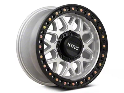 KMC GRS Machined with Satin Black Lip 8-Lug Wheel; 18x8.5; 0mm Offset (01-06 Sierra 3500 HD SRW)