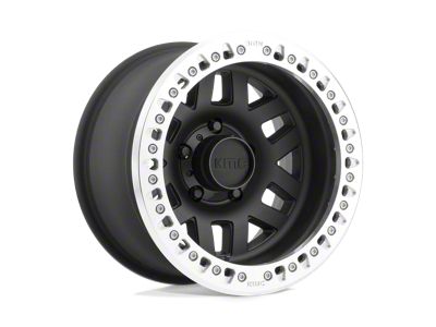 KMC Machete Crawl Beadlock Satin Black with Machined Bead Ring 8-Lug Wheel; 17x9; -38mm Offset (01-06 Sierra 3500 HD SRW)