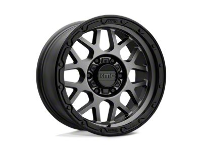 KMC Grenade Off-Road Matte Gray with Matte Black Lip 5-Lug Wheel; 18x8.5; 0mm Offset (02-08 RAM 1500, Excluding Mega Cab)