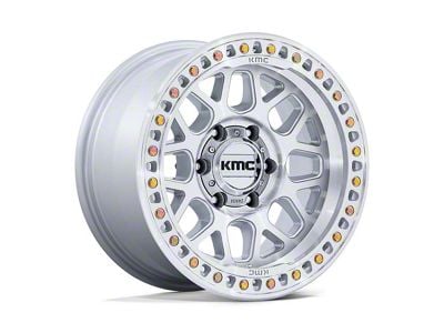 KMC GRS Gloss Silver with Machined Face 5-Lug Wheel; 17x9; 18mm Offset (02-08 RAM 1500, Excluding Mega Cab)