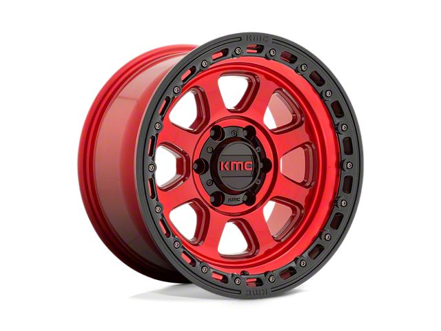 KMC Chase Candy Red with Black Lip 8-Lug Wheel; 18x9; 0mm Offset (03-09 RAM 3500 SRW)