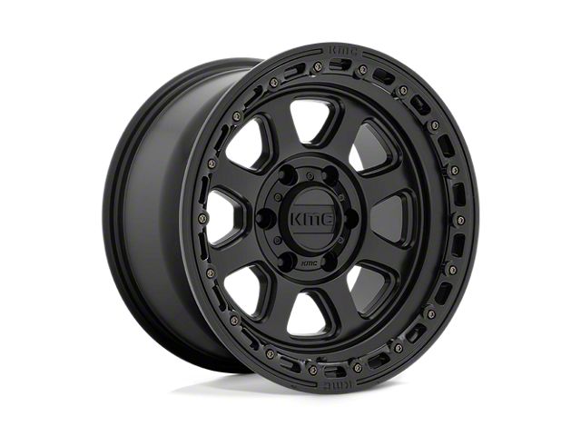 KMC Chase Satin Black with Gloss Black Lip 8-Lug Wheel; 18x9; 0mm Offset (03-09 RAM 3500 SRW)