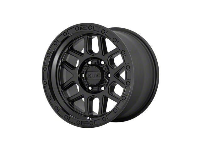 KMC Mesa Satin Black with Gloss Black Lip 8-Lug Wheel; 17x9; -12mm Offset (03-09 RAM 3500 SRW)