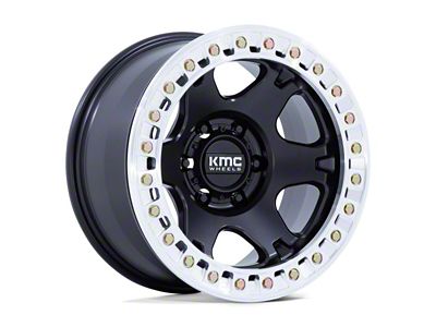 KMC VI Beadlock Satin Black with Machined Ring 8-Lug Wheel; 17x9; -38mm Offset (03-09 RAM 3500 SRW)