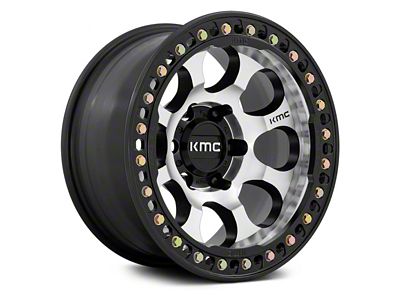 KMC Riot Beadlock Machined Face with Satin Black Windows and Ring 6-Lug Wheel; 17x9; -12mm Offset (04-08 F-150)