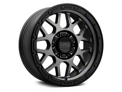 KMC Grenade Off-Road Matte Gray with Matte Black Lip 6-Lug Wheel; 18x8.5; 0mm Offset (07-13 Sierra 1500)