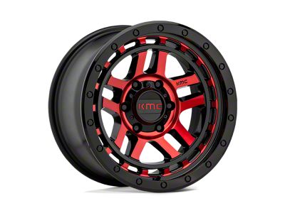 KMC Recon Gloss Black Machined with Red Tint 6-Lug Wheel; 17x9; -12mm Offset (07-13 Sierra 1500)