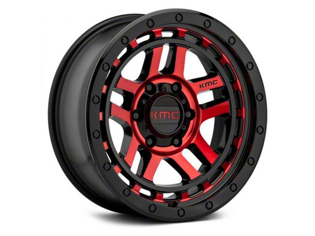 KMC Recon Gloss Black Machined with Red Tint 6-Lug Wheel; 18x8.5; 18mm Offset (07-13 Sierra 1500)