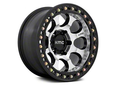 KMC Riot Beadlock Machined Face with Satin Black Windows and Ring 6-Lug Wheel; 17x9; -38mm Offset (07-13 Sierra 1500)