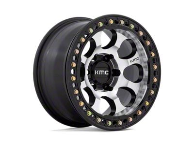 KMC Riot Beadlock Machined with Satin Black Windows and Ring 6-Lug Wheel; 17x8.5; 0mm Offset (07-13 Sierra 1500)