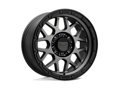 KMC Grenade Off-Road Matte Gray with Matte Black Lip 8-Lug Wheel; 18x8.5; 0mm Offset (07-10 Sierra 2500 HD)