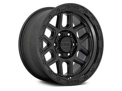 KMC Mesa Satin Black with Gloss Black Lip 8-Lug Wheel; 18x9; 18mm Offset (11-14 Sierra 2500 HD)