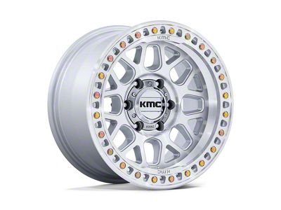 KMC GRS Gloss Silver with Machined Face 6-Lug Wheel; 17x8.5; 0mm Offset (07-13 Silverado 1500)