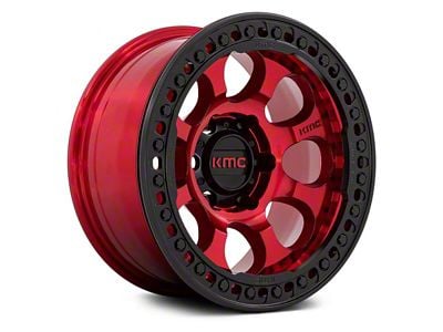 KMC Riot Beadlock Candy Red with Black Ring 6-Lug Wheel; 17x9; -12mm Offset (07-13 Silverado 1500)