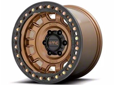 KMC Tank Beadlock Matte Bronze 6-Lug Wheel; 17x9; -15mm Offset (07-13 Silverado 1500)