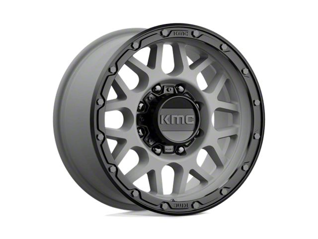KMC Grenade Off-Road Matte Gray with Matte Black Lip 8-Lug Wheel; 17x9; 18mm Offset (11-14 Silverado 2500 HD)