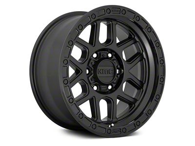 KMC Mesa Satin Black with Gloss Black Lip 8-Lug Wheel; 18x9; 18mm Offset (11-14 Silverado 3500 HD SRW)