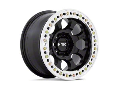 KMC Riot Beadlock Satin Black with Machined Ring 6-Lug Wheel; 17x8.5; 0mm Offset (07-14 Tahoe)