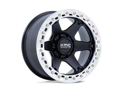 KMC VI Beadlock Satin Black with Machined Ring 6-Lug Wheel; 20x10; -48mm Offset (07-14 Tahoe)